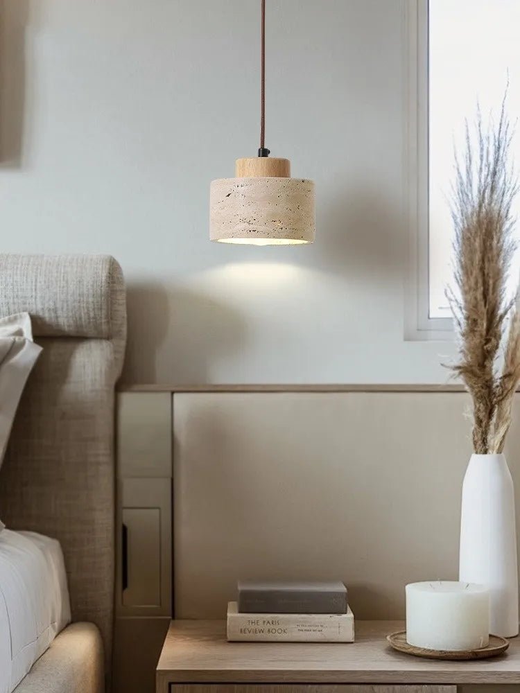 Japanese Travertine Stone Pendant Light - Decorbites