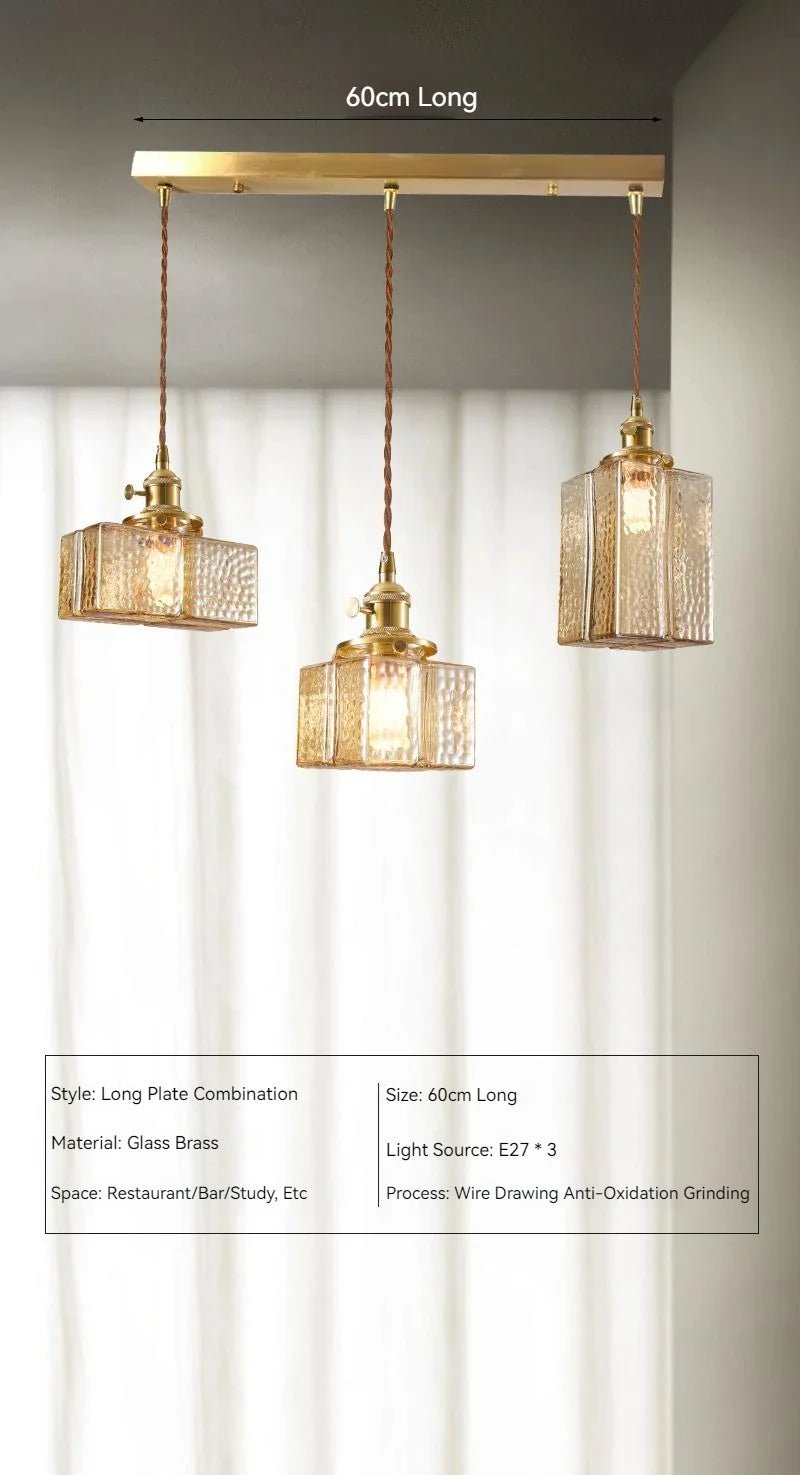 Japanese Vintage Glass Pendant Light in Polished Brass - Decorbites