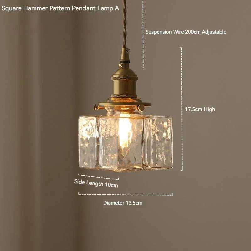 Japanese Vintage Glass Pendant Light in Polished Brass - Decorbites
