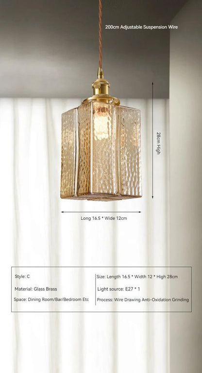 Japanese Vintage Glass Pendant Light in Polished Brass - Decorbites