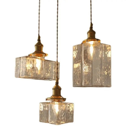 Japanese Vintage Glass Pendant Light in Polished Brass - Decorbites