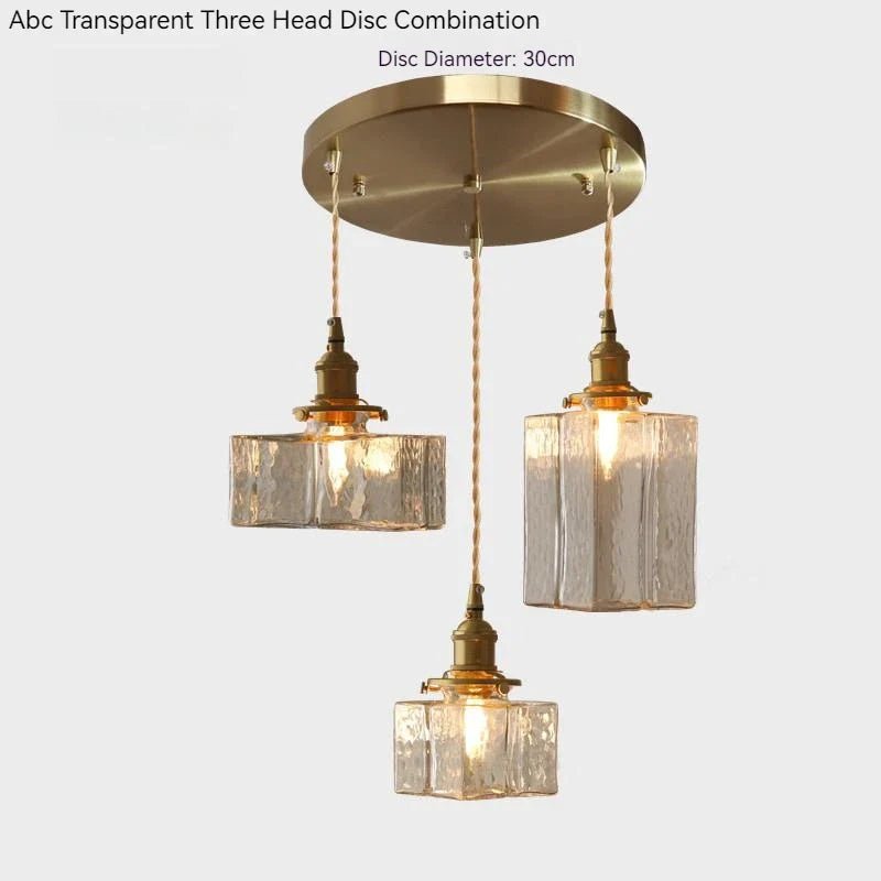 Japanese Vintage Glass Pendant Light in Polished Brass - Decorbites