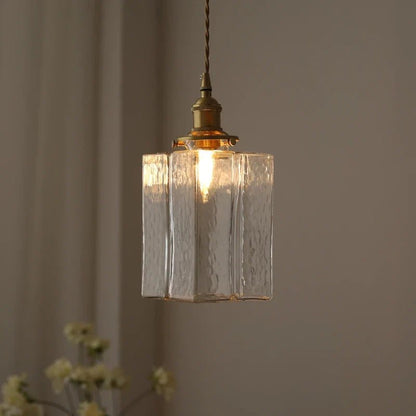 Japanese Vintage Glass Pendant Light in Polished Brass - Decorbites