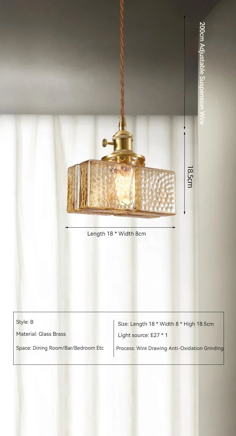 Japanese Vintage Glass Pendant Light in Polished Brass - Decorbites