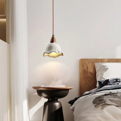 A delicate white ceramic scalloped pendant light with brass accents for bedroom decorbites cement led pendant lighting