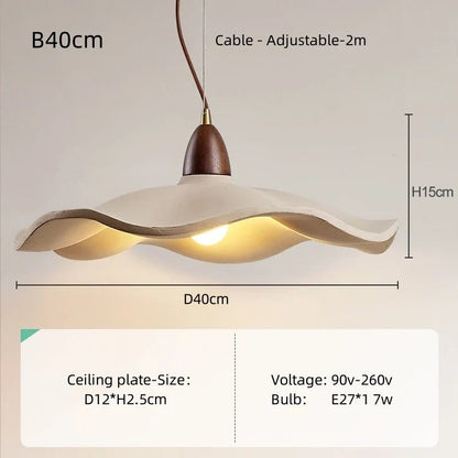 Japanese Wabi-Sabi Cream Wood Pendant Light - Decorbites
