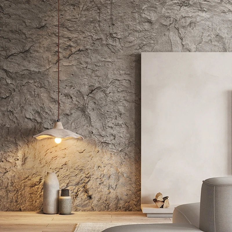 Japanese Wabi-Sabi Cream Wood Pendant Light - Decorbites