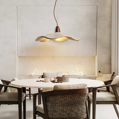 Japanese Wabi-Sabi Cream Wood Pendant Light - Decorbites