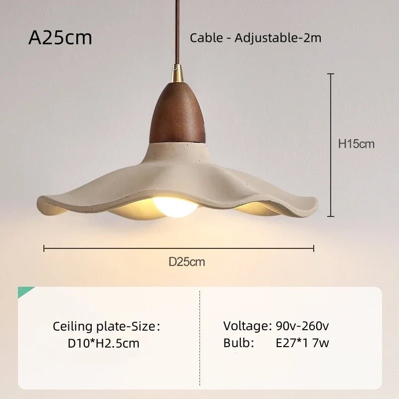 Japanese Wabi-Sabi Cream Wood Pendant Light - Decorbites