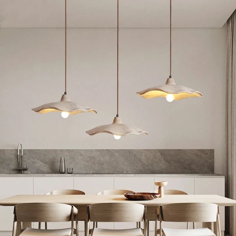 Japanese Wabi-Sabi Cream Wood Pendant Light - Decorbites