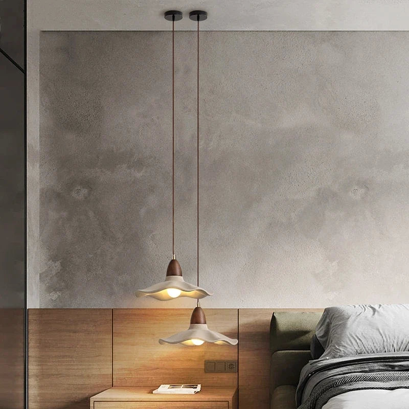 Japanese Wabi-Sabi Cream Wood Pendant Light - Decorbites