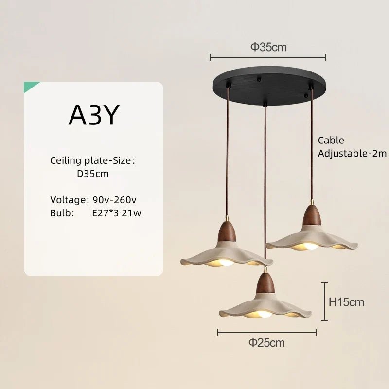 Japanese Wabi-Sabi Cream Wood Pendant Light - Decorbites