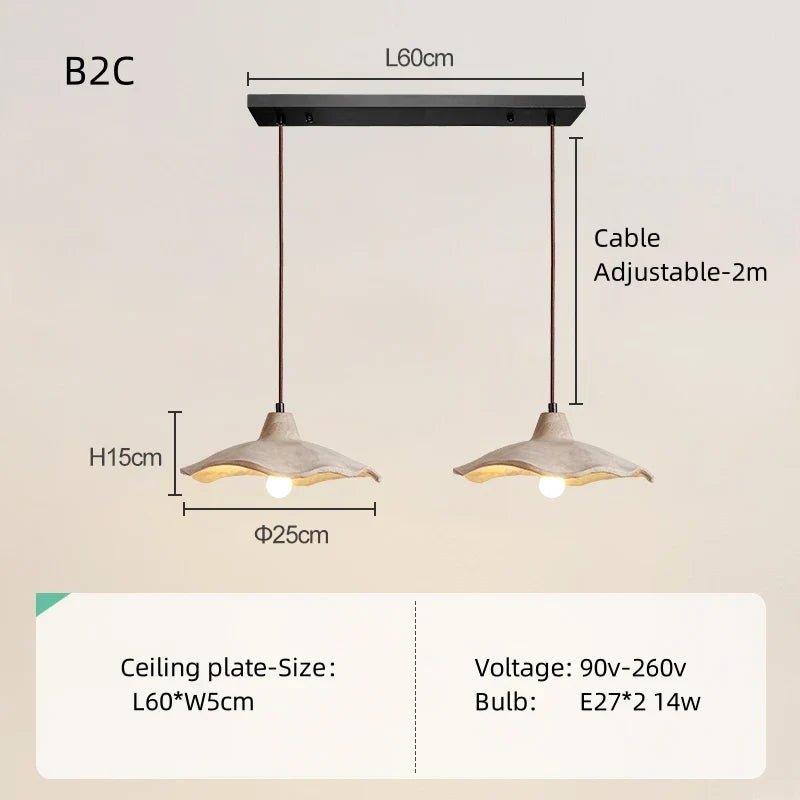 Japanese Wabi-Sabi Cream Wood Pendant Light - Decorbites