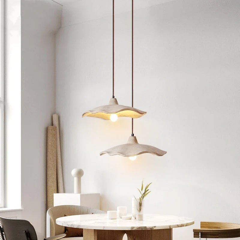 Japanese Wabi-Sabi Cream Wood Pendant Light - Decorbites