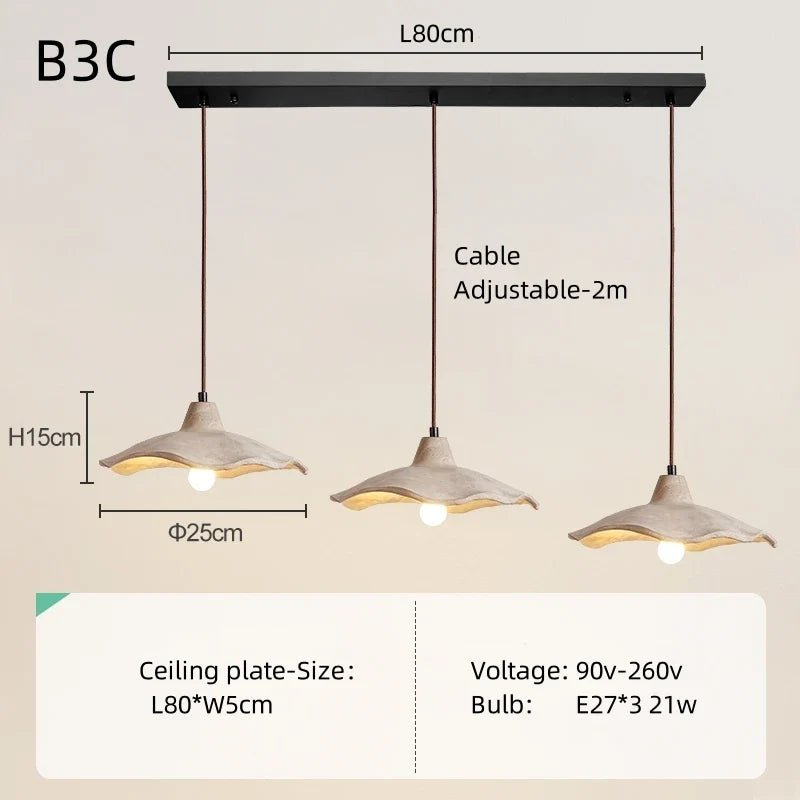 Japanese Wabi-Sabi Cream Wood Pendant Light - Decorbites