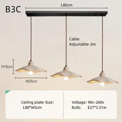 Japanese Wabi-Sabi Cream Wood Pendant Light - Decorbites