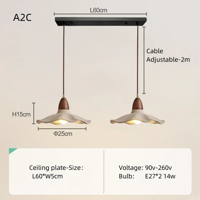 Japanese Wabi-Sabi Cream Wood Pendant Light - Decorbites