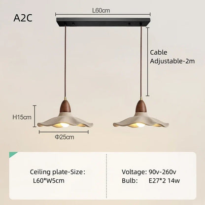 Japanese Wabi-Sabi Cream Wood Pendant Light - Decorbites
