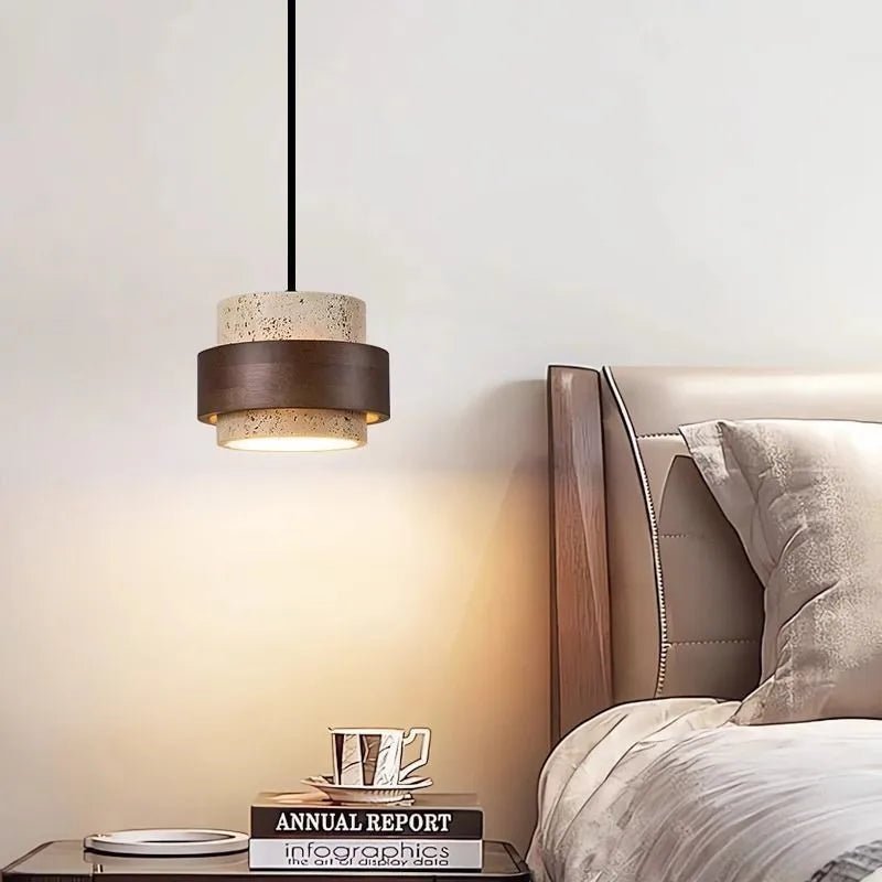 Japanese Wabi Sabi Stone Pendant Light in White or Gray - Decorbites