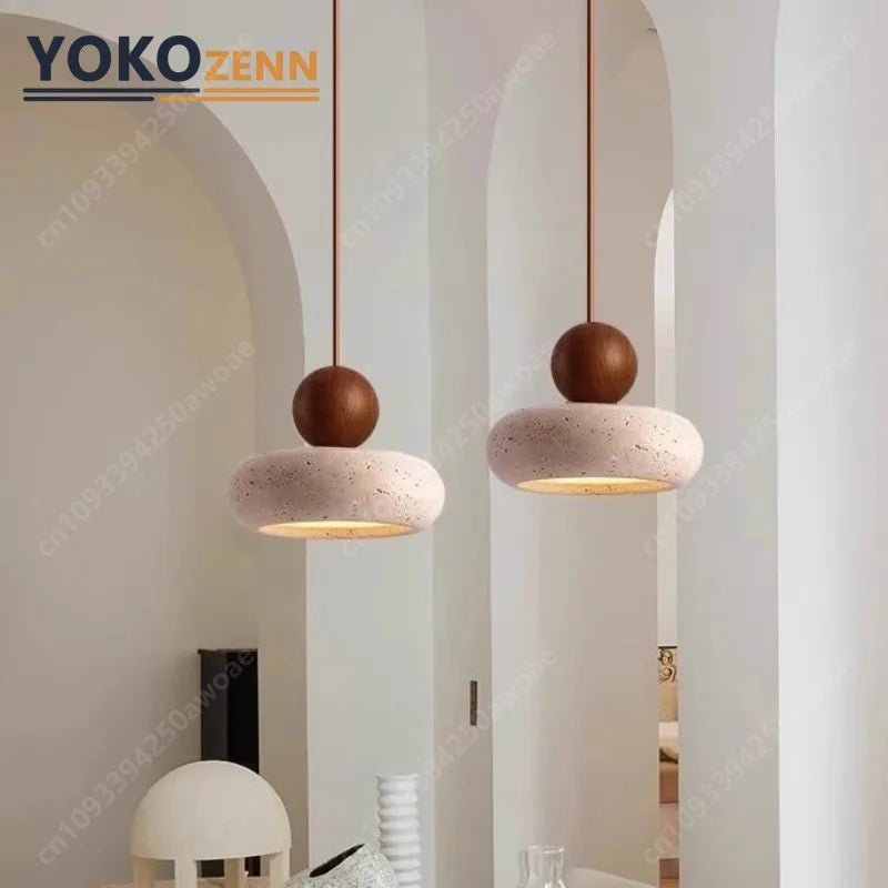 Japanese Wabi-Sabi Travertine Stone Pendant Light - Decorbites