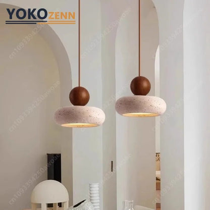 Japanese Wabi-Sabi Travertine Stone Pendant Light - Decorbites
