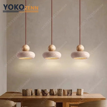 Japanese Wabi-Sabi Travertine Stone Pendant Light - Decorbites