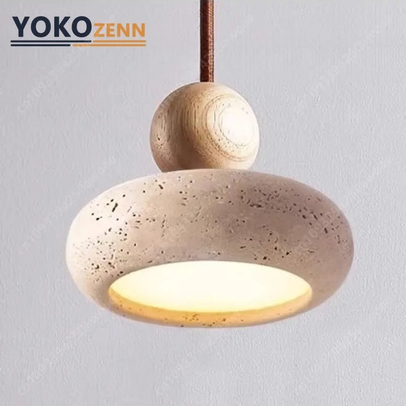 Japanese Wabi-Sabi Travertine Stone Pendant Light - Decorbites