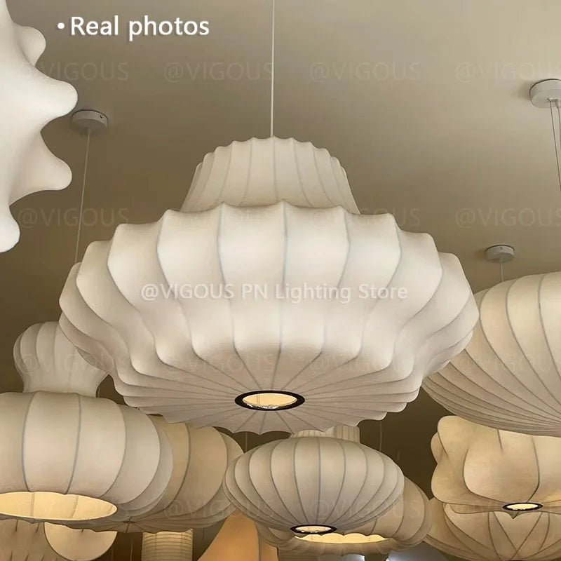 Japanese Wabi-Sabi White Silk Knitted Pendant Light - Decorbites
