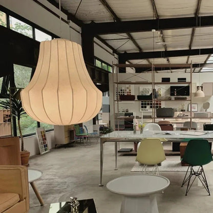Japanese Wabi-Sabi White Silk Knitted Pendant Light - Decorbites