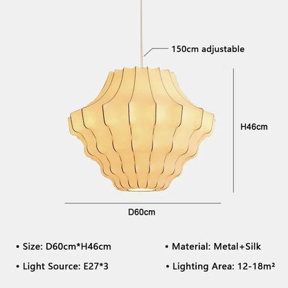 Japanese Wabi-Sabi White Silk Knitted Pendant Light - Decorbites