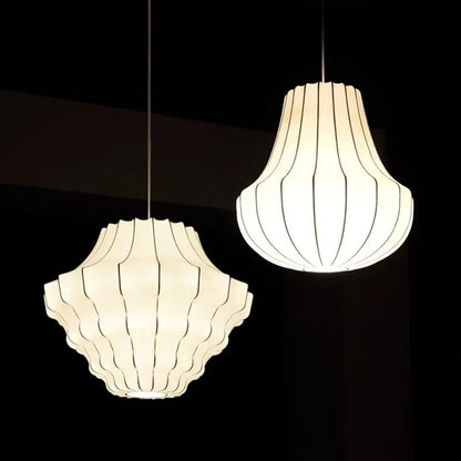 Japanese Wabi-Sabi White Silk Knitted Pendant Light - Decorbites