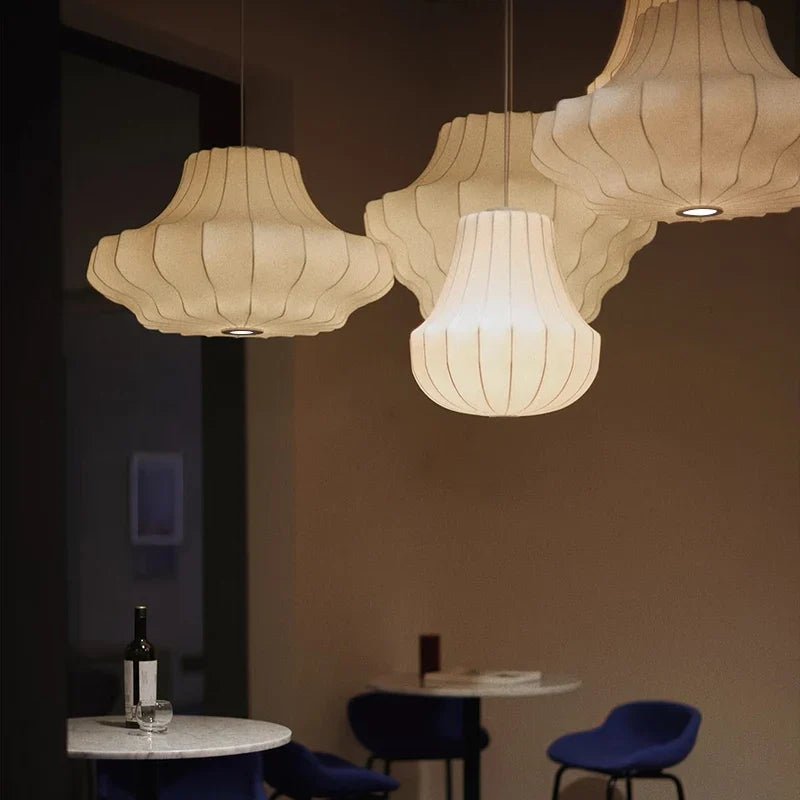 Japanese Wabi-Sabi White Silk Knitted Pendant Light - Decorbites