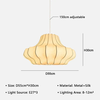 Japanese Wabi-Sabi White Silk Knitted Pendant Light - Decorbites