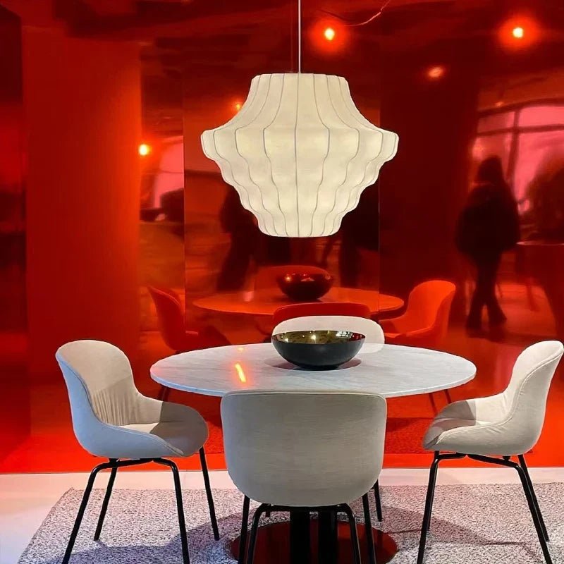 Japanese Wabi-Sabi White Silk Knitted Pendant Light - Decorbites