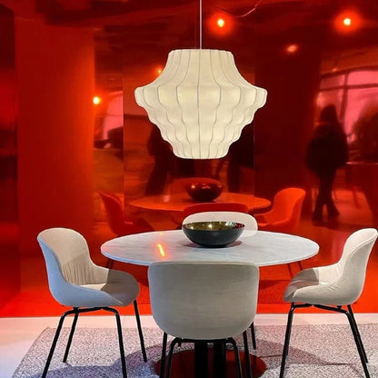 Japanese Wabi-Sabi White Silk Knitted Pendant Light - Decorbites
