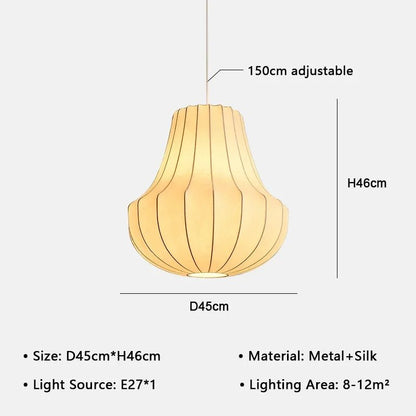Japanese Wabi-Sabi White Silk Knitted Pendant Light - Decorbites