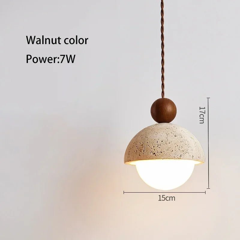 Japanese Wabi-Sabi Yellow Travertine Pendant Light - Decorbites