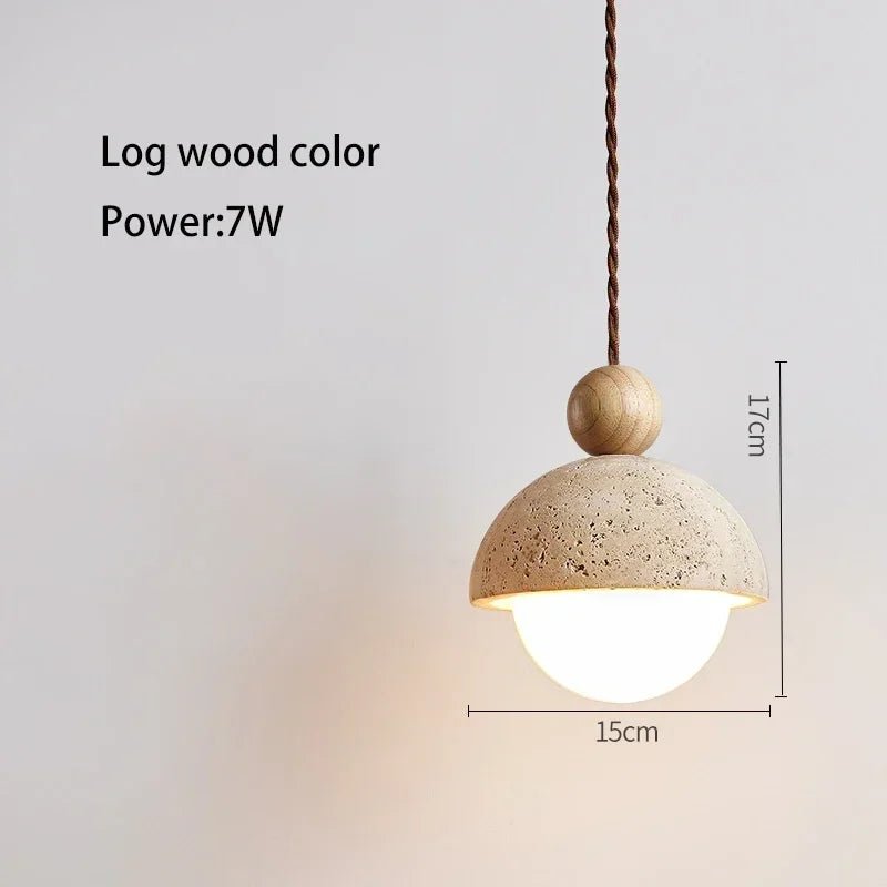 Japanese Wabi-Sabi Yellow Travertine Pendant Light - Decorbites