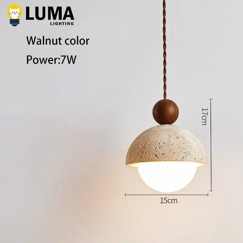 Japanese Wabi-Sabi Yellow Travertine Pendant Light - Decorbites