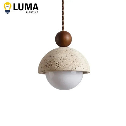 Japanese Wabi-Sabi Yellow Travertine Pendant Light - Decorbites