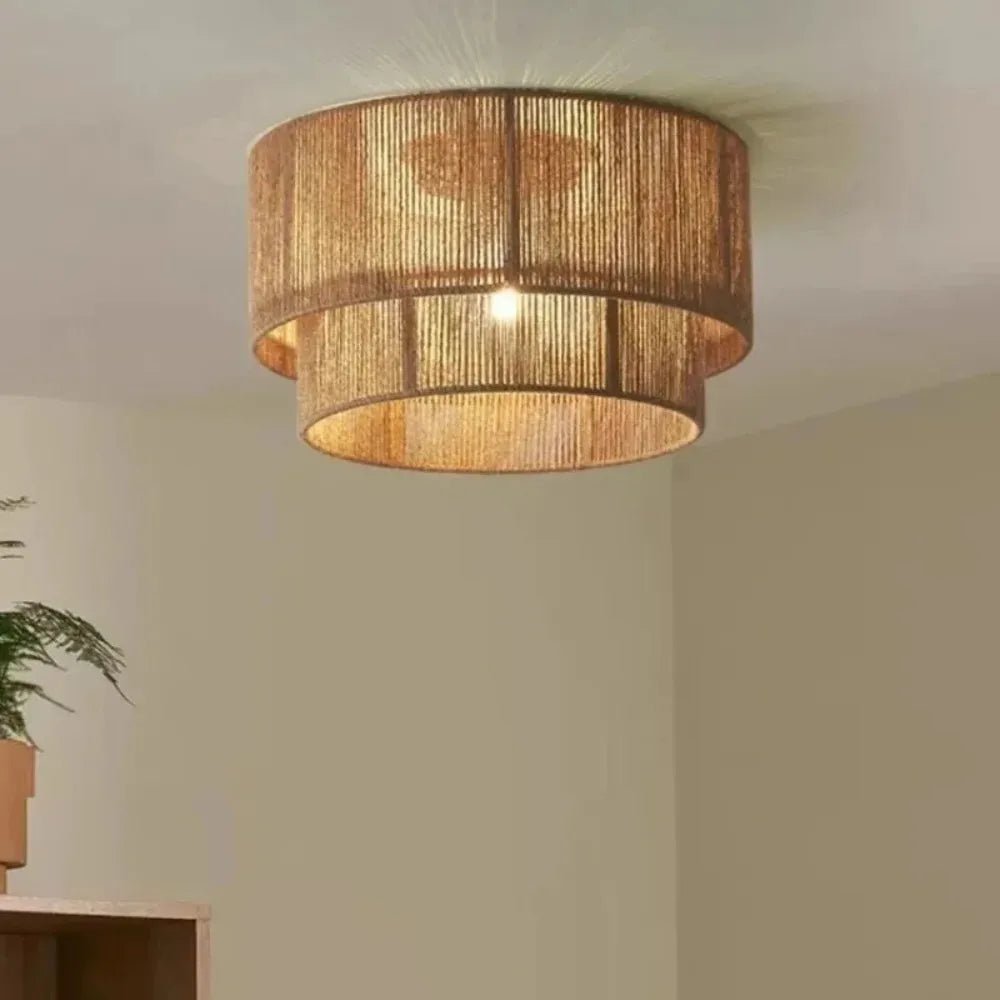 Japanese Wicker Rope Pendant Light in Brown, 45Cm - Decorbites
