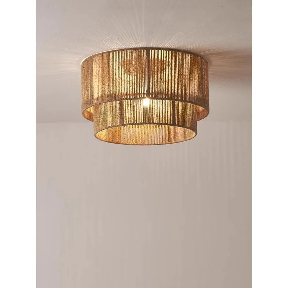 Japanese Wicker Rope Pendant Light in Brown, 45Cm - Decorbites