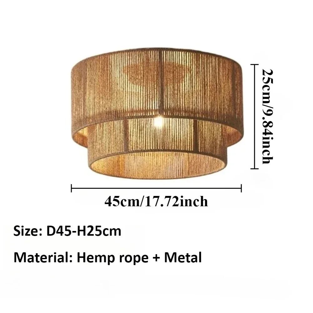 Japanese Wicker Rope Pendant Light in Brown, 45Cm - Decorbites
