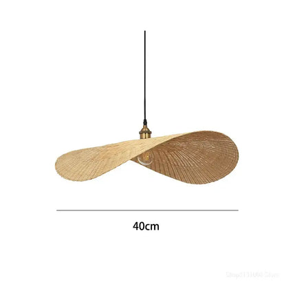 A beige woven rattan decorbites bamboo chandelier with twisted fan design and brass hardware for living room