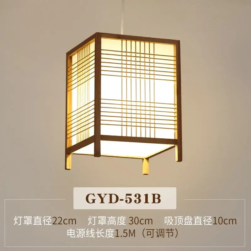 A warm-toned square bamboo pendant lamp with wooden frame and paper panels for tea room or living room decorbites bamboo pendant