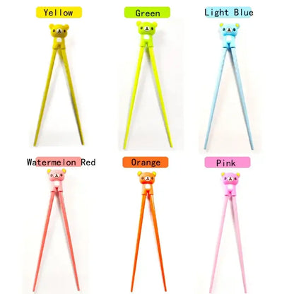 Colorful silicone kids bear panda chopsticks set in yellow green blue red orange and pink for dining training gift decorbites kids bear