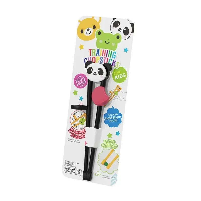 Kids multicolor bear panda training chopsticks with soft grip handle in black and pink for dining room use by decorbites kids multicolor