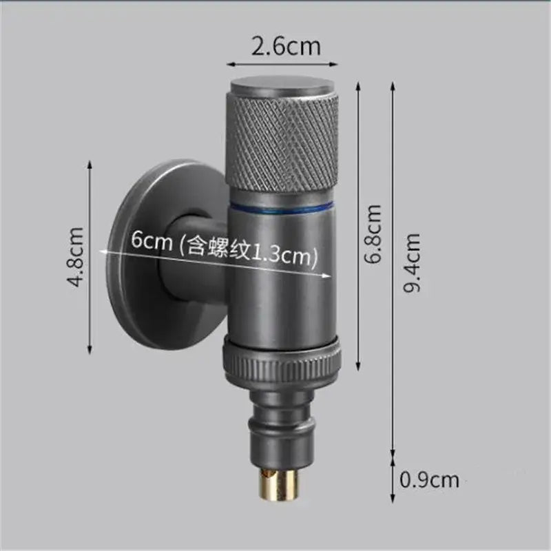 Dark matte-finished knurled black copper brass washing machine faucet with textured handle and brass spout tip for laundry room