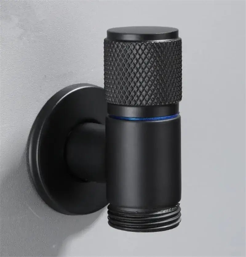 Knurled black copper brass washing machine faucet with black matte finish and textured diamond knob by decorbites black copper