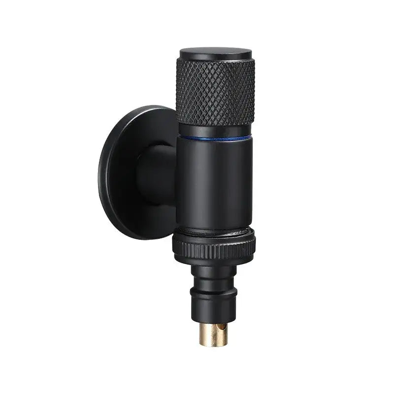 Knurled black copper brass washing machine faucet wall-mounted with a black matte finish and brass-colored spout decorbites black copper